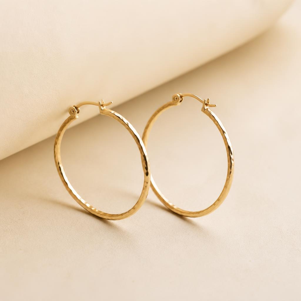 Hammered Gold Hoops