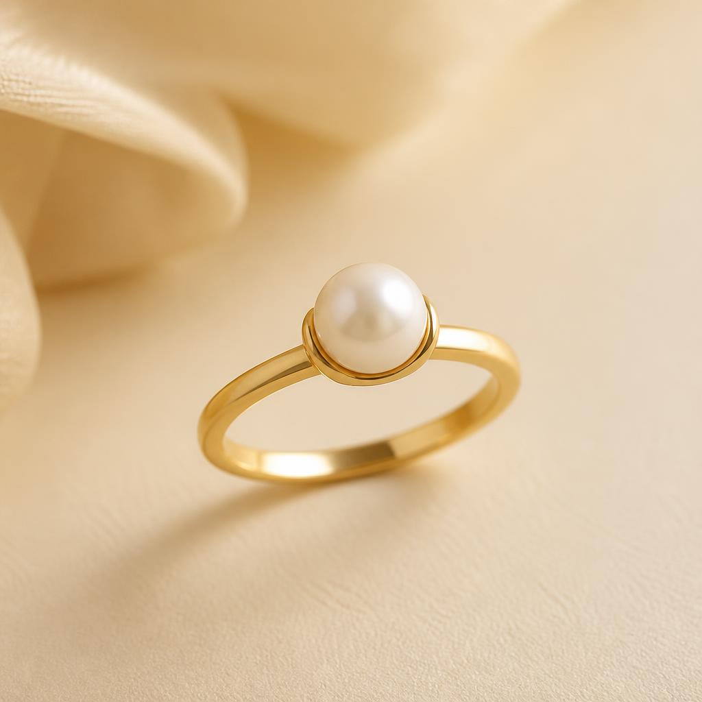 Solitaire Pearl Ring